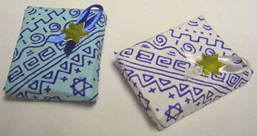 Dollhouse Miniature Wrapped Jewish Gift Blue Or White